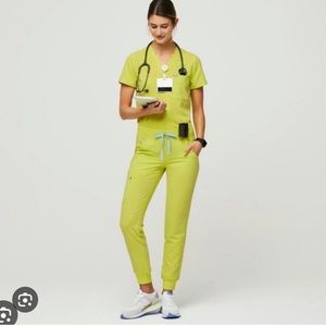 FIGS Catarina one-pocket scrub top in limited edition citrine yellow colour